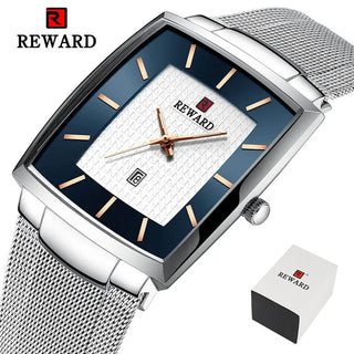 REWARD Top Brand Men's Watch Business Relogio Masculino Square Quartz Man Watch Men Wristwatch Full Steel Waterproof Male Watch ALODIA STORE