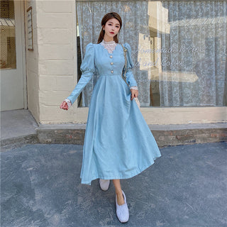 Solid Elegant Dress Women Winter Patchwork Lace ALODIA STORE