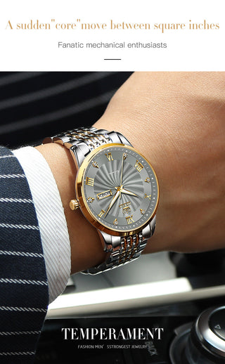 OLEVS Top Brand Automatic Mechanical Men Watch Threaded Dial Waterproof Stainless Steel Strap Classic Men's Watches Luxury ALODIA STORE