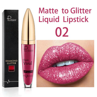 Sexy Diamond Shimmer Glitter Lipg Loss Matte To Glitter Liquid Lipstick Waterproof Diamond Pearl Colour Lip Gloss Makeup Beauty ALODIA STORE