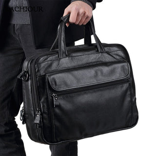 Large Men Leather Handbgs Male Genuine Leather Business Travel Brifcases Bag Men's 15.6 Inch Laptop Shoulder Bag Business A4 Bag ALODIA STORE
