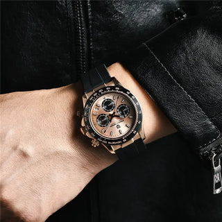 PAGANI DESIGN Top Brand New Men Quartz Wristwatch Luxury Sapphire Glass Sports Watch Rubber Strap Chronograph Watch Men Relogio ALODIA STORE