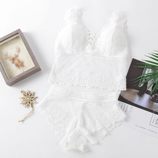 Fashion Female Bra Aet Sexy Lace Tube Top Women Gather Bra Panties Underwear Set ALODIA STORE
