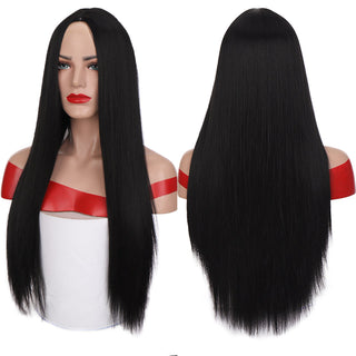 SHANGKE Synthetic Cosplay Wig Long Straight Middle Part Hair Blonde Pink Black Heat Resistant Fiber Long Hair Wigs For Women ALODIA STORE