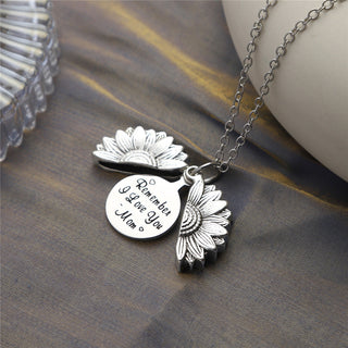 New Stainless Steel Necklaces For Women Open Locket Necklace Engraved You Are My Sunshine Sunflower Pendant Necklace Gift ALODIA STORE
