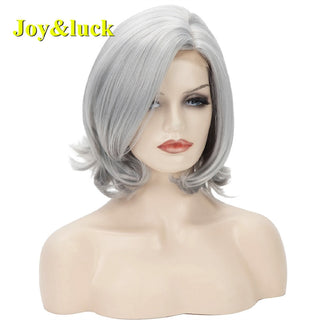 Short Ombre Blonde Wig Synthetic Bob Straight Hair With Bangs Women Natural Daily Wear Wig ALODIA STORE