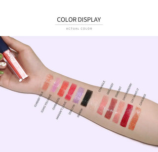 QIBEST 12 Colors Shimmer Liquid Lipstick Diamond Lip gloss Cosmetic Lip Tint Glitter Waterproof Moisturizer Makeup Lip Gloss ALODIA STORE