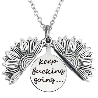 New Stainless Steel Necklaces For Women Open Locket Necklace Engraved You Are My Sunshine Sunflower Pendant Necklace Gift ALODIA STORE