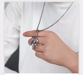 Necklace Man,Neptune Trident Pendant Necklace, Stainless Steel Men Statement Necklaces Sea Lover Gift ALODIA STORE