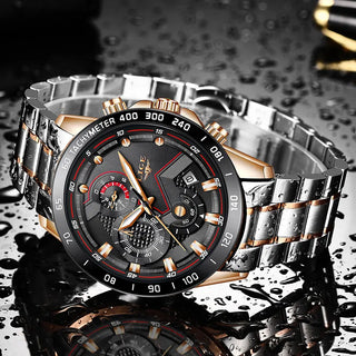 LIGE Men Watches Top Brand Luxury Stainless Steel Blue Waterproof Quartz Watch Men Fashion Chronograph Male Sport Military Watch ALODIA STORE