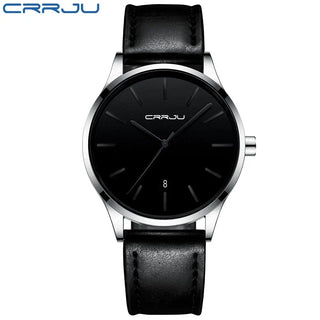 Mens Watches CRRJU Full Steel Casual Waterproof Watch for Man Leather Quartz Watch Men's Dress Calendar Watch Relogio Masculino ALODIA STORE