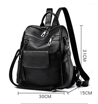 New Women Backpacks Soft Leather Fashion Casual Tassel ALODIA STORE
