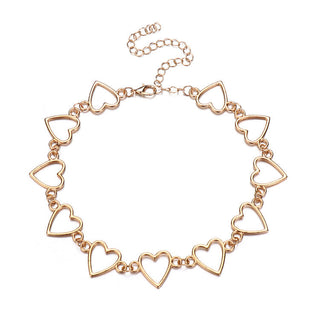 New Hollow Korean Sweet Love Heart Choker Necklace Statement Girlfriend Gift Cute Bicolor Necklace Jewelry Collier Femme 2022 ALODIA STORE