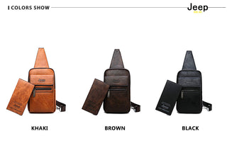 JEEP BULUO Brand Fashion Sling Bags High Quality Men Bags Split Leather Large Size Shoulder Crossbody Bag For Young Man ALODIA STORE