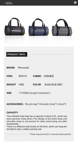 Rhinowalk Handlebar Bag Bicycle Bag Frame Pannier Bag Waterproof Multifunction Portable Shoulder Bag Cycling Bag Bike Accessorie ALODIA STORE