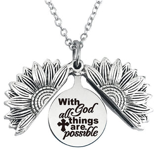 New Stainless Steel Necklaces For Women Open Locket Necklace Engraved You Are My Sunshine Sunflower Pendant Necklace Gift ALODIA STORE
