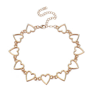 New Hollow Korean Sweet Love Heart Choker Necklace Statement Girlfriend Gift Cute Bicolor Necklace Jewelry Collier Femme 2022 ALODIA STORE