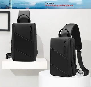 EURCOOL Crossbody Bag Men USB Charging Chest Pack Travel Water Repellent Hand Casual Shoulder Bag Male Purses сумки на плечо ALODIA STORE