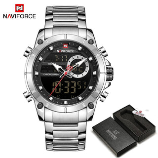 NAVIFORCE Luxury Original Sports Wrist Watch For Men Quartz Steel Waterproof Dual Display Fashion Watches Relogio Masculino 9163 ALODIA STORE