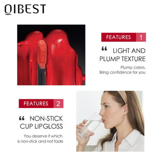 QIBEST Matte Lip Gloss Lips Makeup Moisturizer Lipstick Long Lasting Liquid Lipstick Lip Tint Cosmetics Lipgloss Lightweight ALODIA STORE