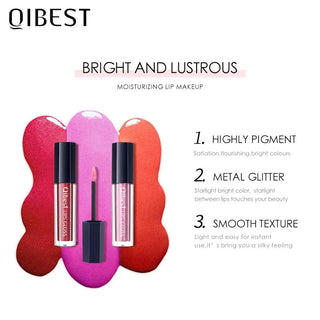 QIBEST 12 Colors Shimmer Liquid Lipstick Diamond Lip gloss Cosmetic Lip Tint Glitter Waterproof Moisturizer Makeup Lip Gloss ALODIA STORE