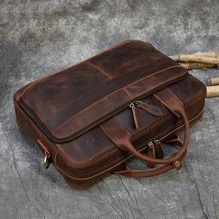 MAHEU Retro Laptop Briefcase Bag Genuine Leather Handbags Casual 15.6 Pad Bag Daily Working Tote Bags Men Male bag for documents ALODIA STORE