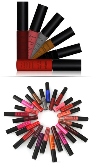 QIBEST Liquid Lipstick Waterproof Lip Gloss 34 Colors Matte Lipstick Long lasting Lipgloss Cosmetics Lips Makeup Nude Maquiagem - Alodia Store