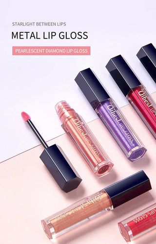 QIBEST 12 Colors Shimmer Liquid Lipstick Diamond Lip gloss Cosmetic Lip Tint Glitter Waterproof Moisturizer Makeup Lip Gloss ALODIA STORE