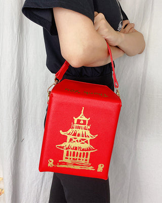 ENJOININ Chinese Takeout Box Purse Pu Leather Women ALODIA STORE