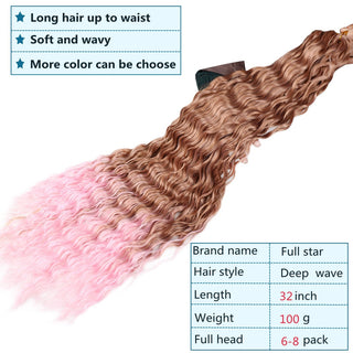 Full Star Crochet Hair Pink Ombre Blonde Ocean Wave 32 Inch Synthetic Hair 100g Soft Braiding Hair Extensions Deep Wave Twist ALODIA STORE