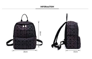 New Women Backpack Geometric Folding Bag Small Students School Bags For Teenage Girls Luminous Backpacks Hologram Daily Backpack ALODIA STORE