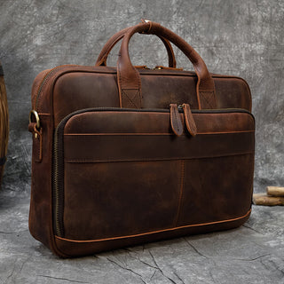 MAHEU Retro Laptop Briefcase Bag Genuine Leather Handbags Casual 15.6 Pad Bag Daily Working Tote Bags Men Male bag for documents ALODIA STORE