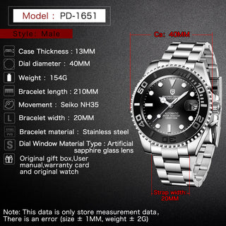 PAGANI Design Men Automatic Watch Sapphire Luxury Mechanical Wristwatch Stainless Steel Waterproof Watch Men relogio masculino ALODIA STORE