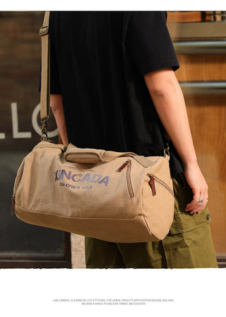 Male Large Capacity Canvas Travel Bags Men Fitness Sports Training Handbag With Shoes Pocket Black Khaki Shoulder Bag XA32M ALODIA STORE