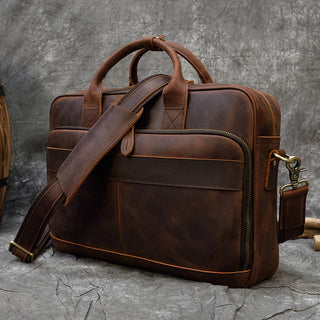 MAHEU Retro Laptop Briefcase Bag Genuine Leather Handbags Casual 15.6 Pad Bag Daily Working Tote Bags Men Male bag for documents ALODIA STORE