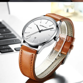 Mens Watches CRRJU Full Steel Casual Waterproof Watch for Man Leather Quartz Watch Men's Dress Calendar Watch Relogio Masculino ALODIA STORE