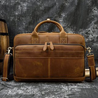 MAHEU Retro Laptop Briefcase Bag Genuine Leather Handbags Casual 15.6 Pad Bag Daily Working Tote Bags Men Male bag for documents ALODIA STORE
