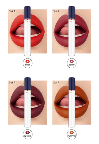 QIBEST Matte Liquid Lipstick Makeup Set Lip Makeup Set Long Lasting Lip Gloss Waterproof Lip Tint Matte Lipgloss Cosmetic Kit - Alodia Store