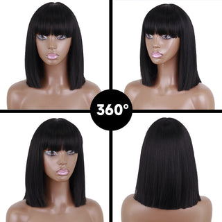 Short straight orange wig with bangs synthetic fiber wig African American white female cosplay/party/daily wig ALODIA STORE