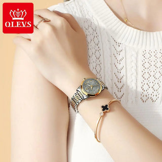 OLEVS Luxury Brand Ladides Automatic Mechanical Wristwatch Waterproof Stainless Steel Simple Watch For Women Gift for girl ALODIA STORE