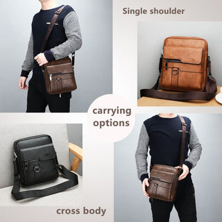 JEEP BULUO Man Leather Bag Shoulder Crossbody Bags For Men Cow Split Leather Male iPad Business Messenger Bag ALODIA STORE