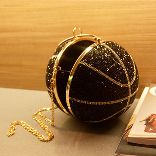 Luxury Basketball Diamond Party Evening Bag Purses and Handbag for Women Ball Shape Shoulder Bag Clutch Designer Crossbody Bag ALODIA STORE