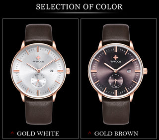 Famous Brand WWOOR Watch Men Luxury Casual Quartz Watches For Men Sports Business Leather Wrist Watch Men Relogio Masculino ALODIA STORE