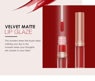O.TWO.O Liquid Lipstick Matte Lip Gloss Cosmetic Lightweight Lip Glaze Long Lasting Lip Tint  Waterproof 12 Color Lips Makeup ALODIA STORE