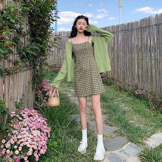 Spring dress Koreastyle versatile avocado fruit green dress ALODIA STORE