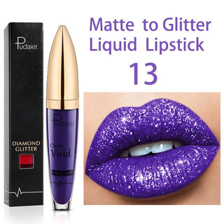 Sexy Diamond Shimmer Glitter Lipg Loss Matte To Glitter Liquid Lipstick Waterproof Diamond Pearl Colour Lip Gloss Makeup Beauty ALODIA STORE