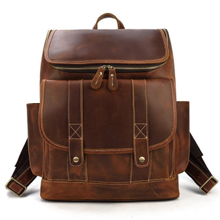 Genuine leather cow skin men large backpack outdoor travel backpack high quality ALODIA STORE