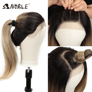 Noble Hair Synthetic Lace Front Wig Long straight 28 Inch Lace Wig Ombre Blonde Wig Heat Resistant Wigs For Women Lace Front Wig ALODIA STORE