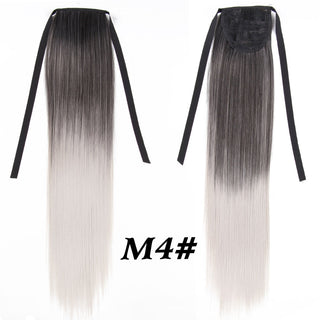Synthetic Ponytails 20Inch Long Straight  Pony Tail Hair Extensions Drawstring Ponytail Clip In Fake Hair Tail Ombre ALODIA STORE