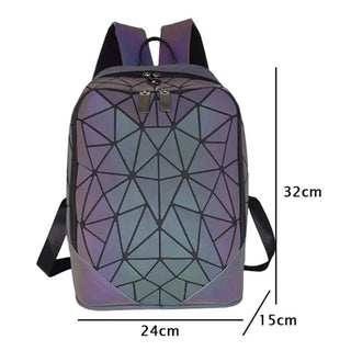 New Women Backpack Geometric Folding Bag Small Students School Bags For Teenage Girls Luminous Backpacks Hologram Daily Backpack ALODIA STORE